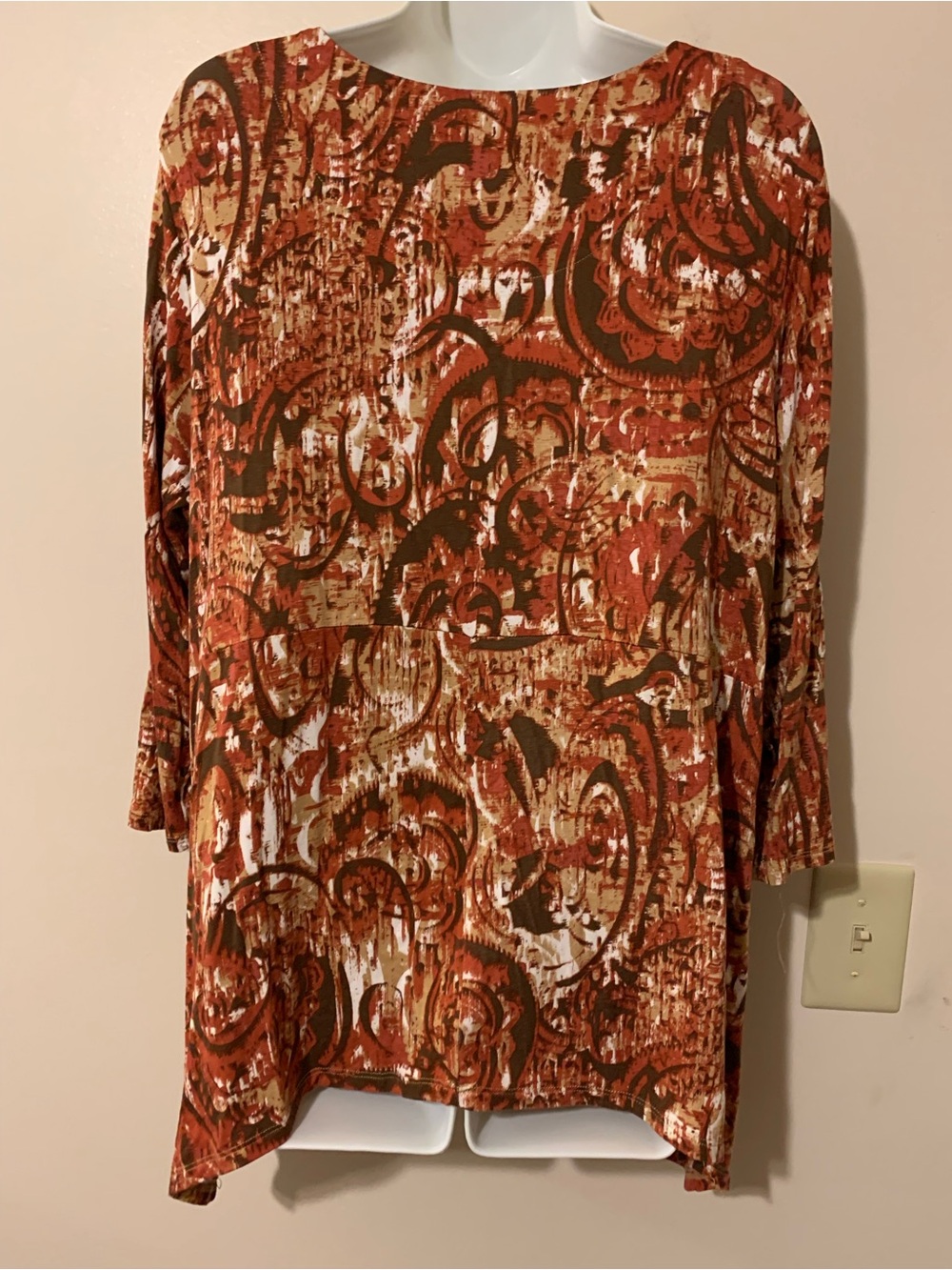 Ruby Rd. Rust Brown & Cream Abstract Print Tunic Top - Picture 4 of 5